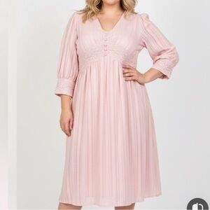 KAIMILAN Pale Pink Lace Trim Midi Dress NEW size 10